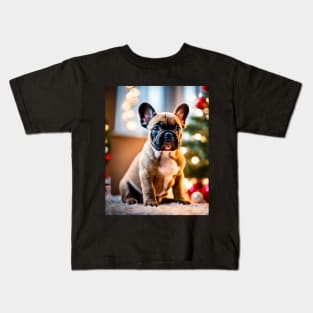 Cute French Bulldog Puppy at Christmas Kids T-Shirt